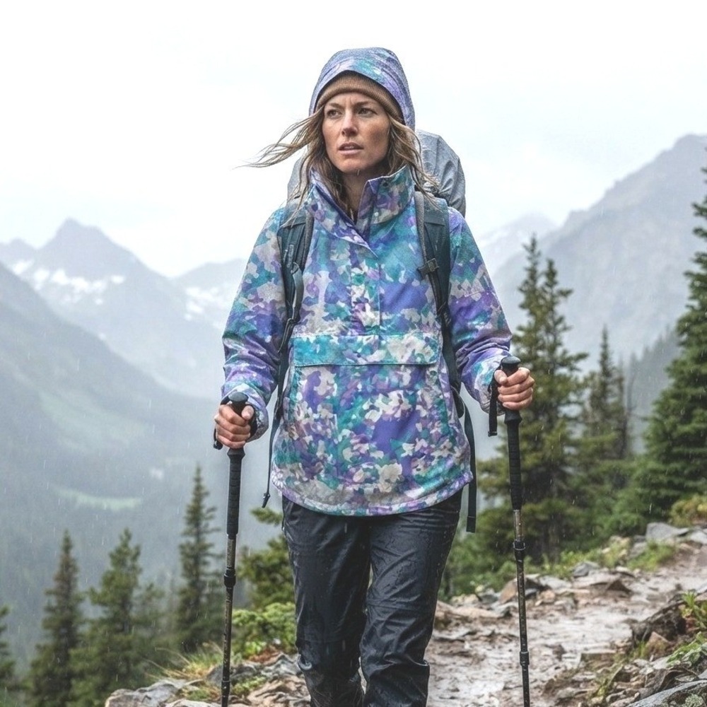 Lauren James Floral Anorack Camo Hooded Rain Jacket‎ Coat Wind Breaker Medium